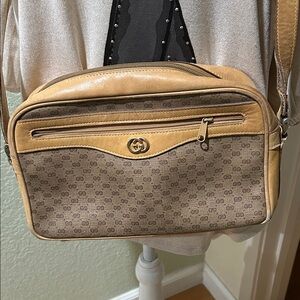 Gucci Beige and Brown Monogram Messenger Bag